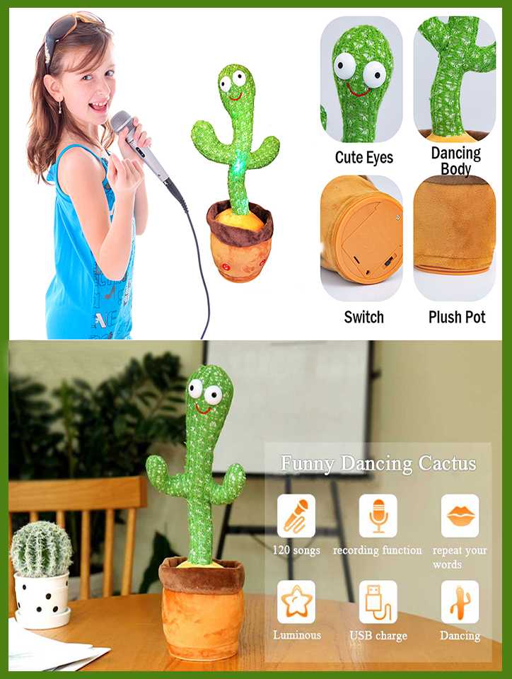 Rechargeable Musical Talking and Dancing Cactus