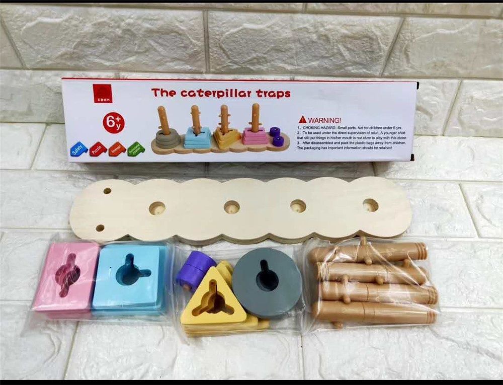 The Caterpillar Traps Wooden Toy